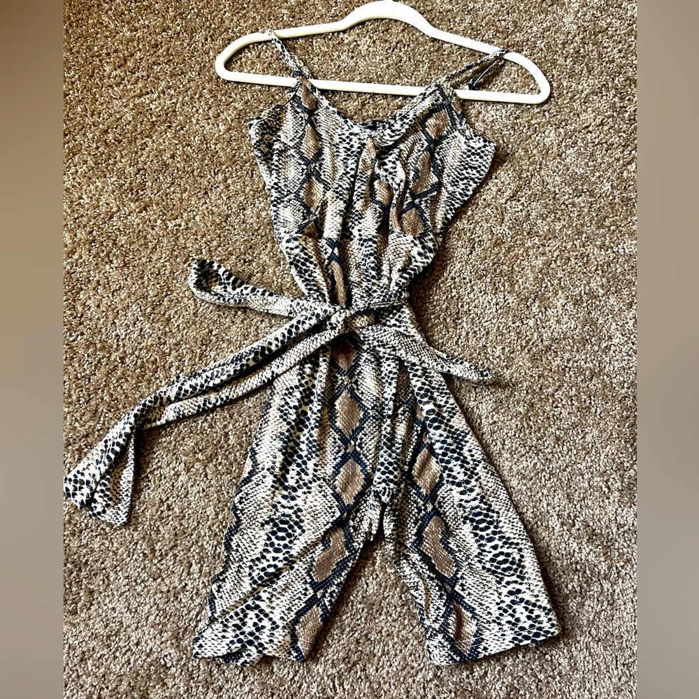 Snakeskin short Romper with snakeskin belt